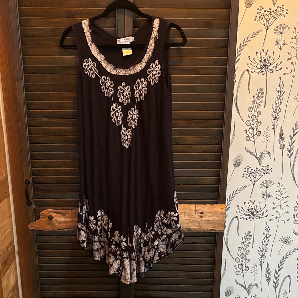 Navy Blue and White Floral Mini Dress